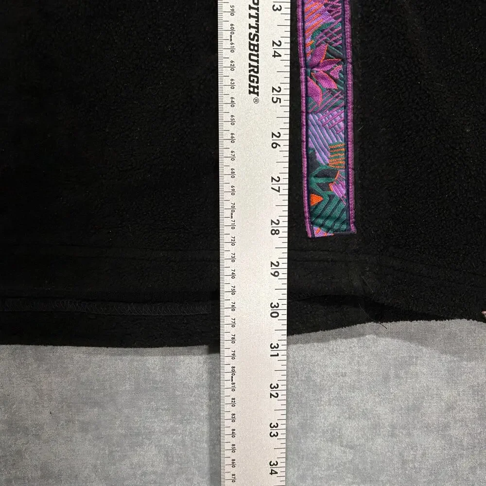 Vintage 90s Helly Hansen Fleece Jacket Half Zip Mens S Black Purple Ski USA Made
